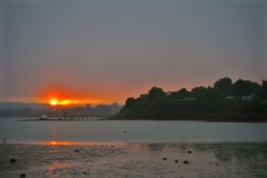 Aroha Island-Sonnenuntergang der Himmel brennt