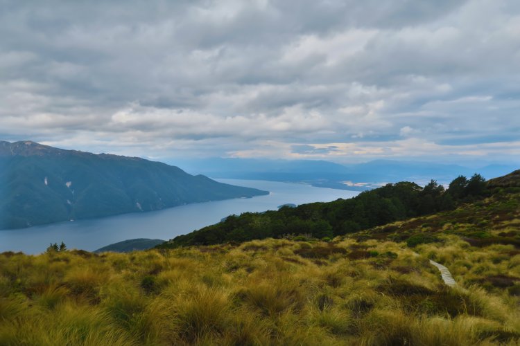 Blick auf den Lake Te Anau von der Luxmore Hut