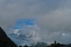 Franz Josef Gletscher hinter Wolken